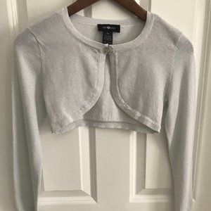 Silver Long Sleeve Girls Shoulder Shrug Wrap
